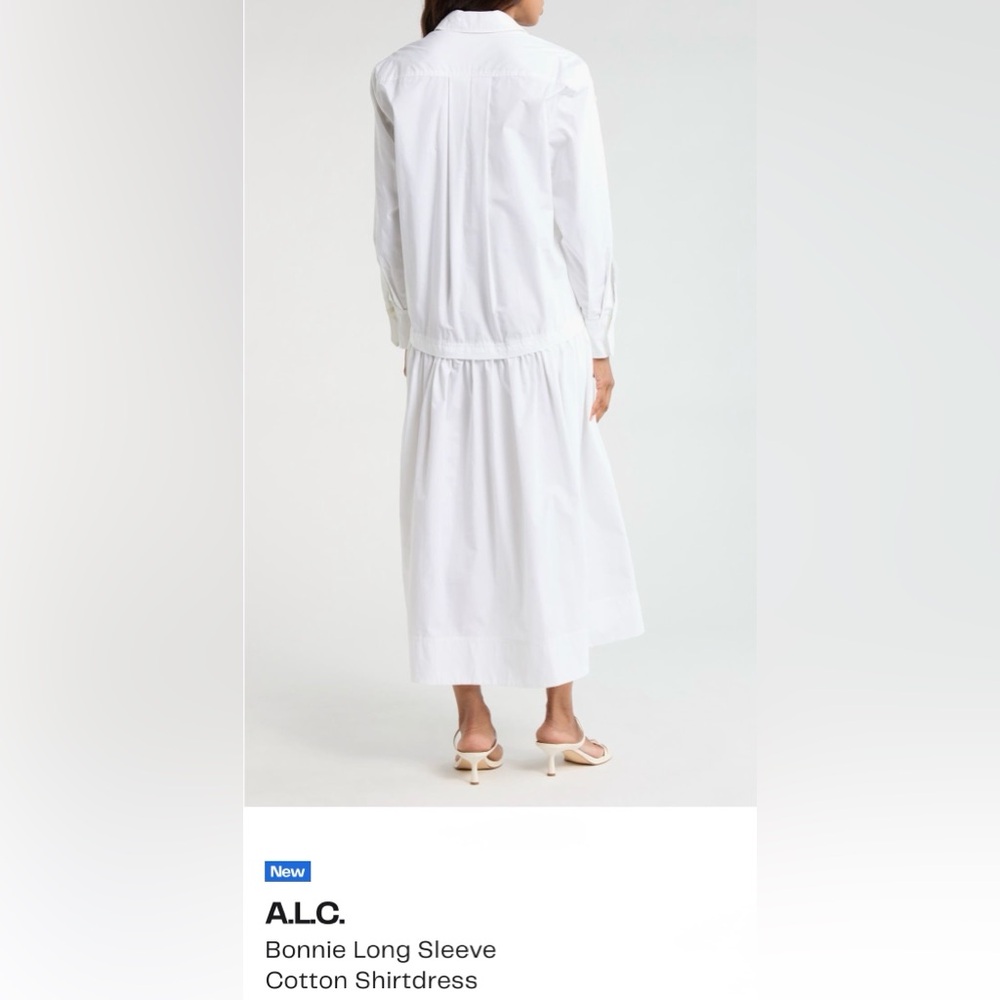 NWT A.L.C. Bonnie White Long Sleeve Cotton Dress